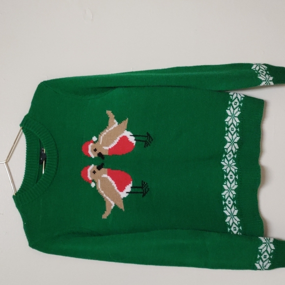 ASOS Sweaters - COPY - Asos green long sleeve knit sweater. Borders. Holiday pattern.
